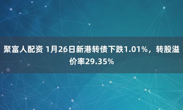 聚富人配资 1月26日新港转债下跌1.01%，转股溢价率29.35%